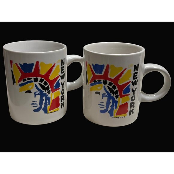 New York Statue Of Liberty Graphic 2 Mini  Mugs Andy Warhol Kelly  1986 Ceramic - Picture 2 of 4